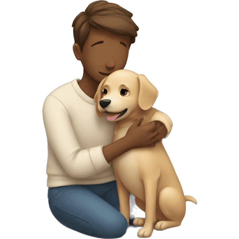 Person hugging a dog emoji