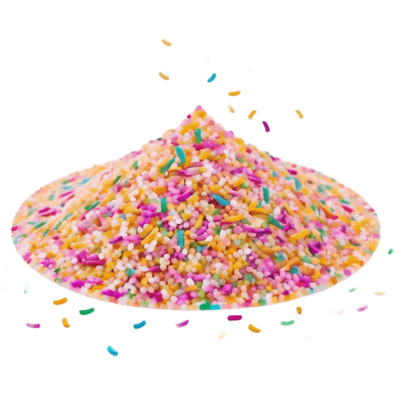 Cinematic Realistic Sparkles & Sprinkles, a delicate swirl of tiny, multicolored sugar confetti and edible glitter, scattered across a smooth reflective surface, each speck glinting under soft ambient light, glowing vibrantly with a dreamy and magical charm. emoji