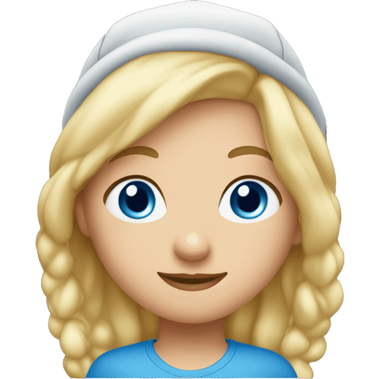 Blonde girl blue eyes wearing big ball cap emoji