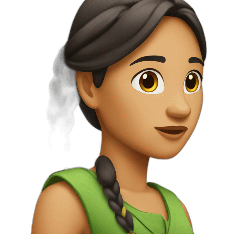 Pocahontas in green hat emoji