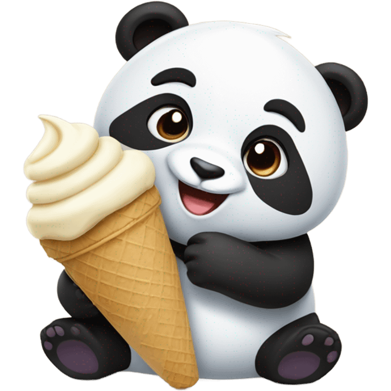 Panda eating ice cream emoji