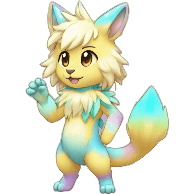 Anthro Shiny Colorful Pastel Glitter Sparkle Stars Gradient Anime Chibi Animal-Fakémon-Pokémon-Hybrid Fur Sona Aesthetic Trending Style Full Body emoji