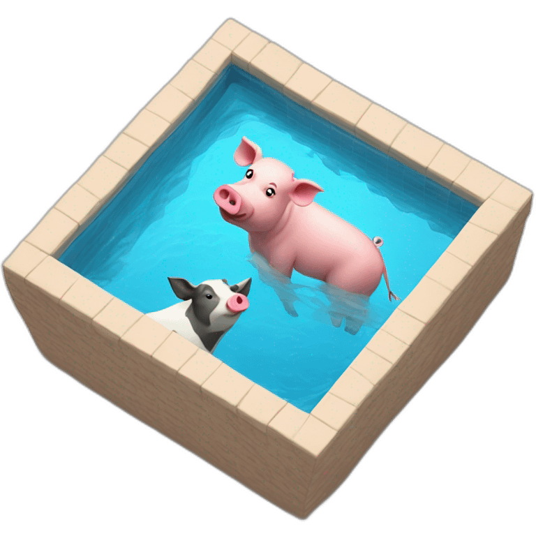 Pig and cow swimming in pool emoji