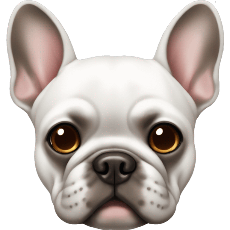 French bulldog white with brown on both sides of face and grey eyes emoji