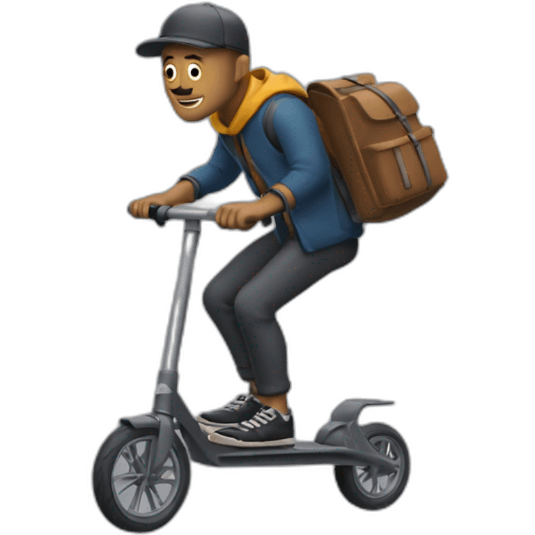 Homme chauve sur une trotinette emoji