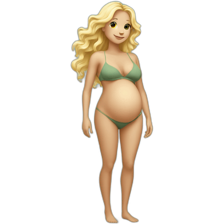 adorable pregnant blond full body women with beach-wave-hair emoji