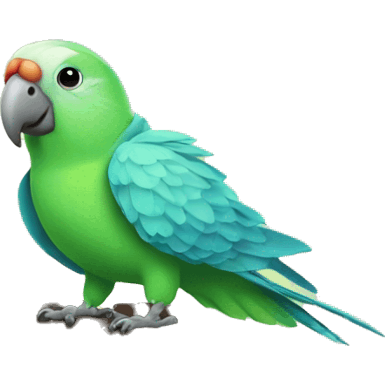 parakeet with giant book emoji