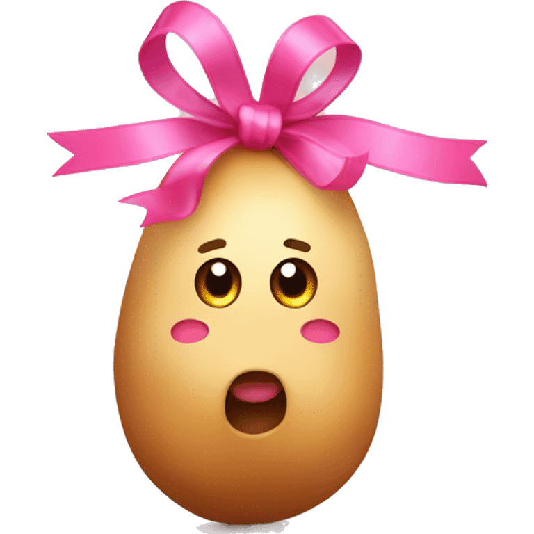 cute potatoes with pink ribbons in iPhone moji emoji