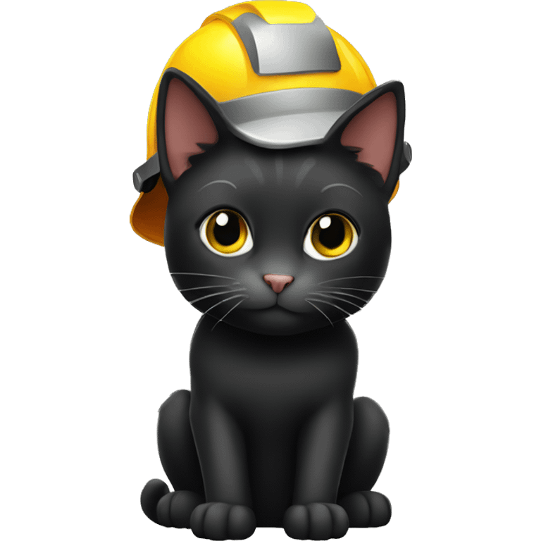 Black cat with a construction hat emoji