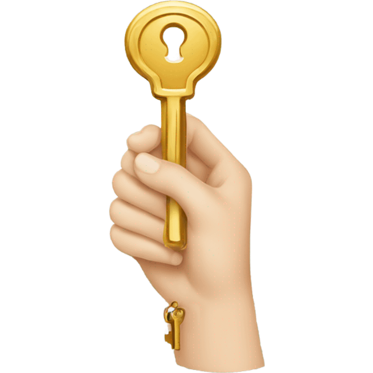 Hand holding golden elegant key emoji