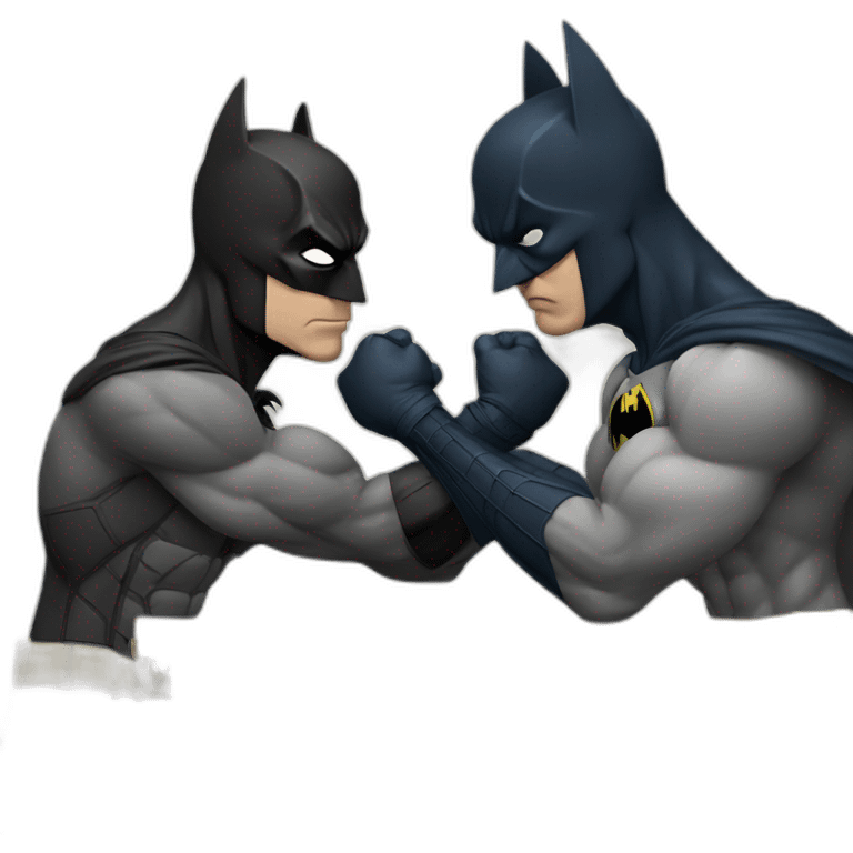 Batman playing arm wrestling with Spiderman emoji