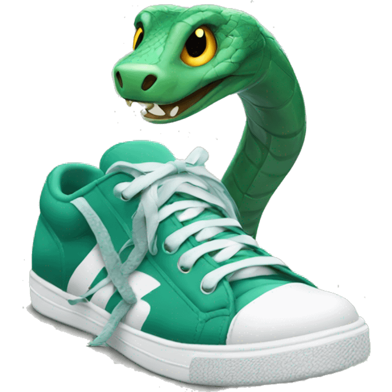 Snake with sneakers on emoji