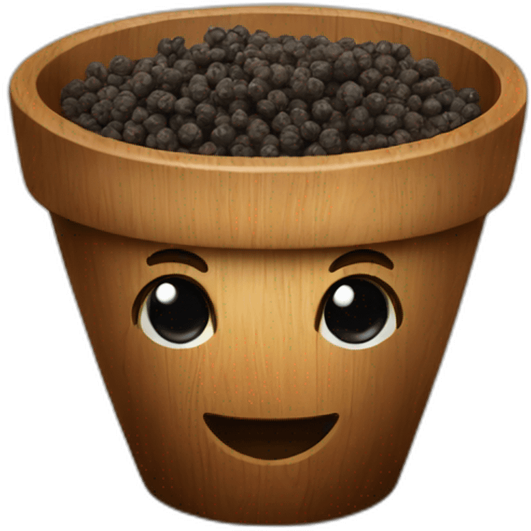 black pepper in wooden cup emoji