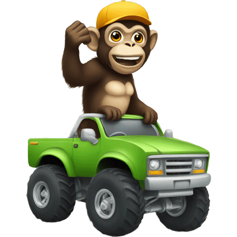 Monkey Driving a Monster Truck emoji