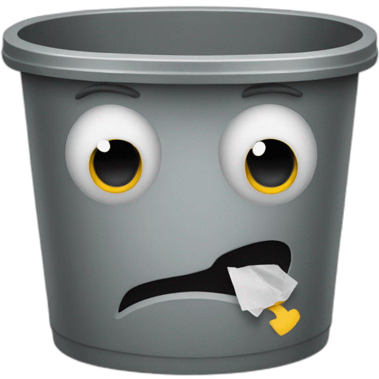 Trash bin with a face emoji