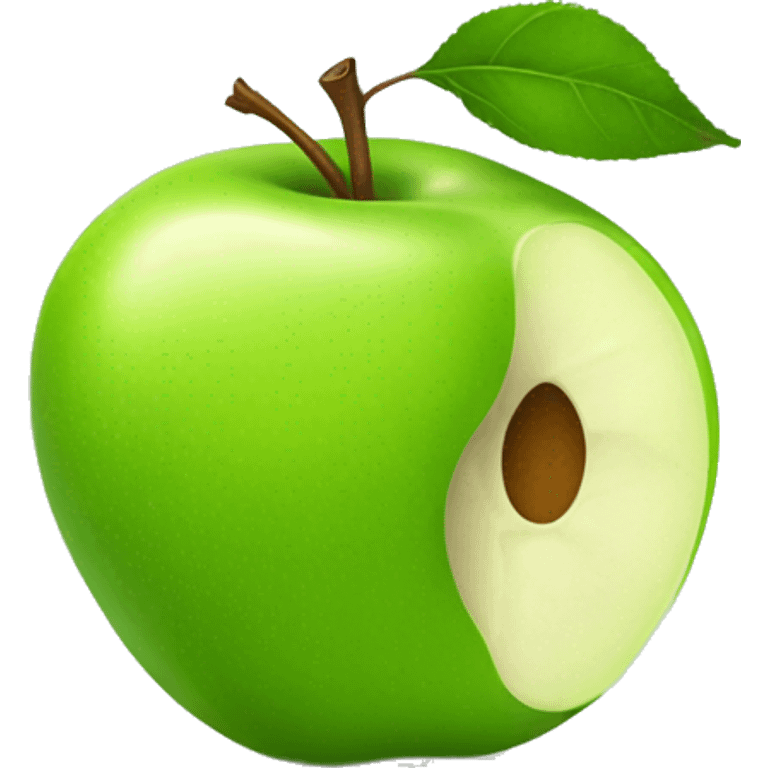 Green Apple with few leafs  emoji