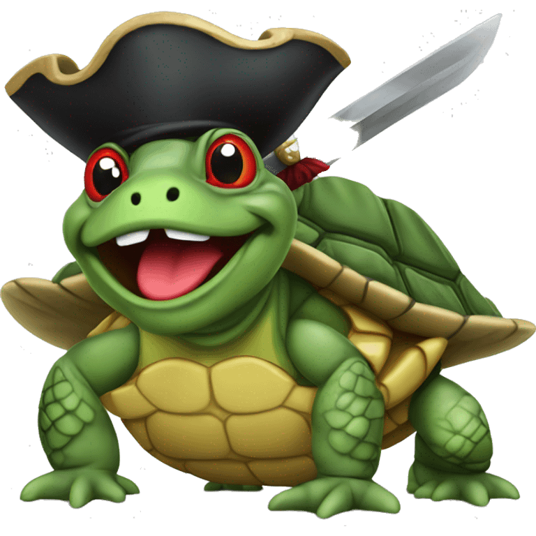 Pirate red eared slider with sword in the mouth emoji