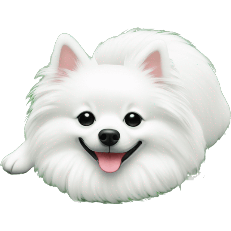 White german spitz sleep in the grass emoji