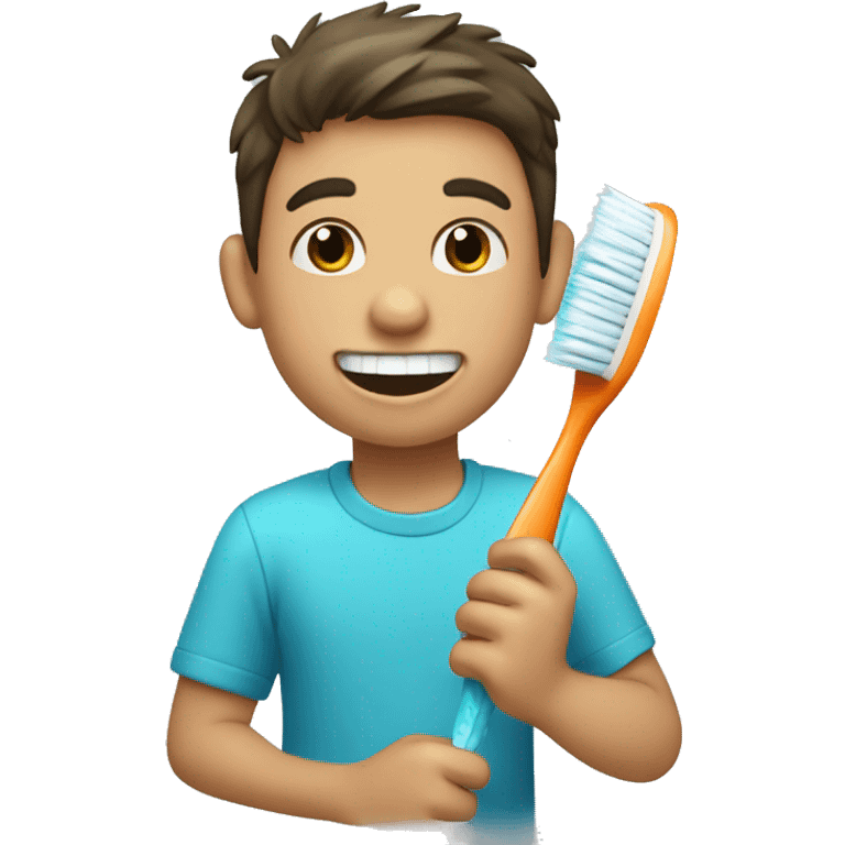 boy brushing teethbrush emoji