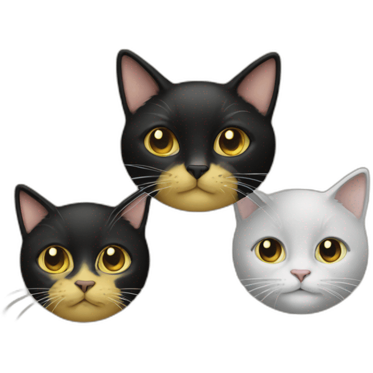 Two yellow and one black cats emoji