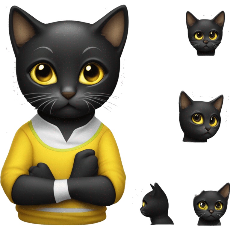 Faça emoji do gato preto zhury. Ele é todo preto, com olho amarelo esverdeado em volta. Ele é gordinho e tem um humor um tanto engraçado e sarcástico emoji