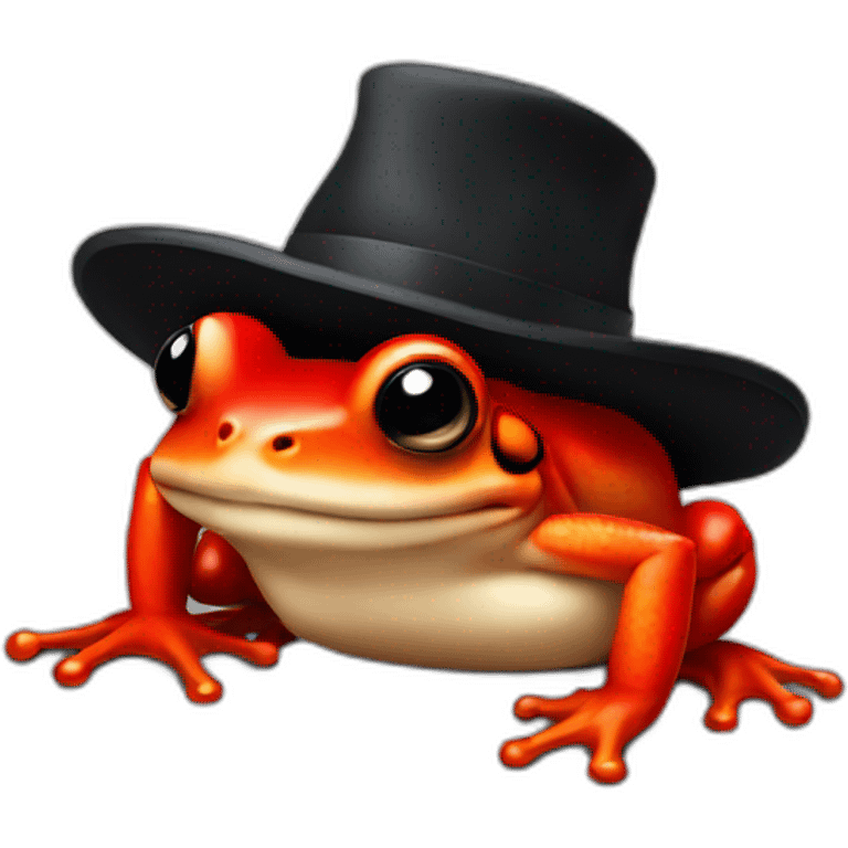 Red Frog with black hat  emoji