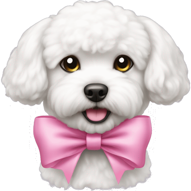 Bichon Frise dog wearing a pink bow  emoji