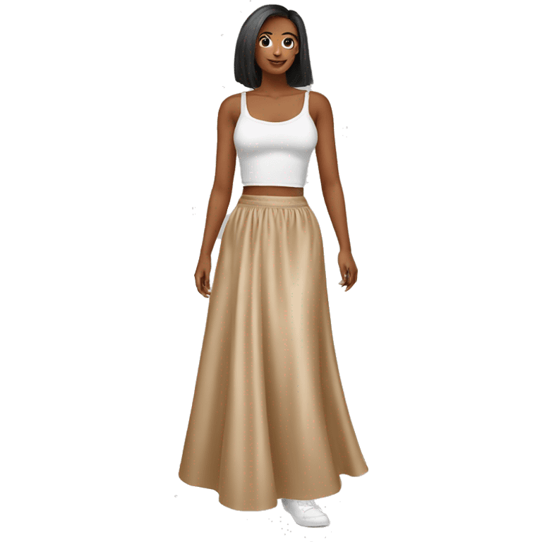 Beige Satin maxi skirt emoji