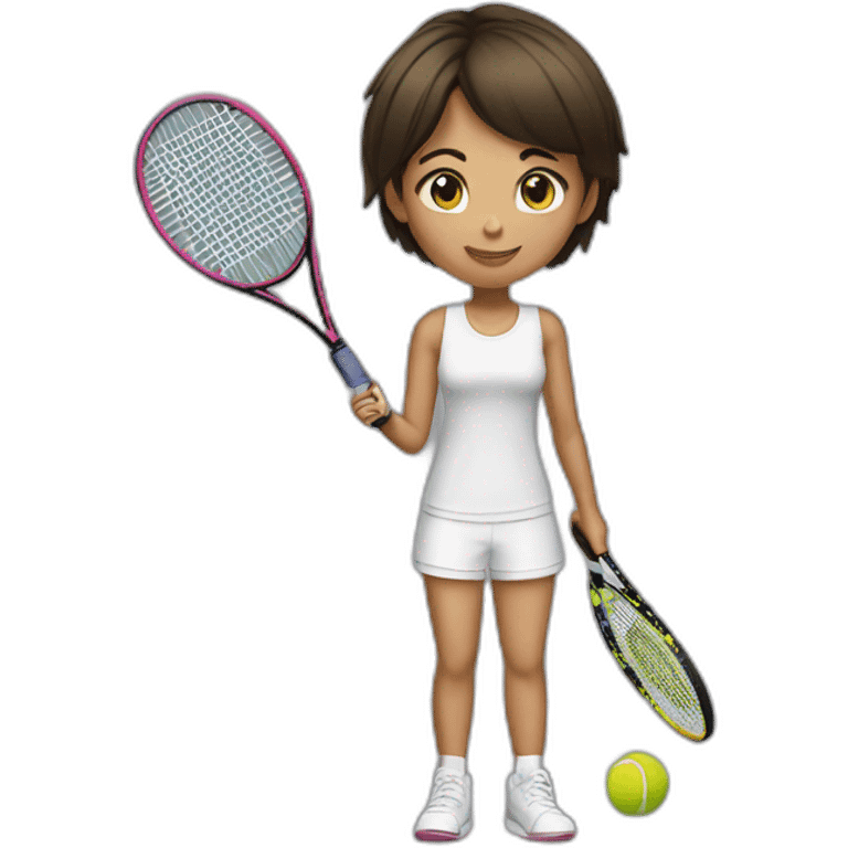 brunet short hair girl paying tennis emoji