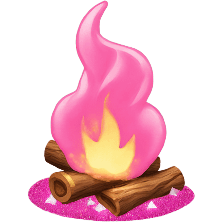 Rose pink campfire with glitter emoji