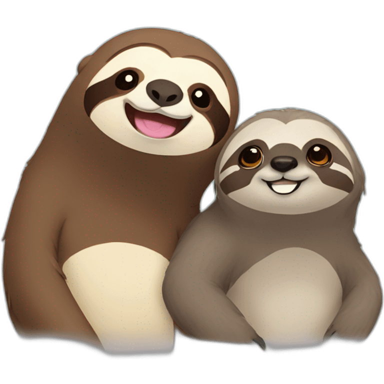 sloth and otter smiling emoji