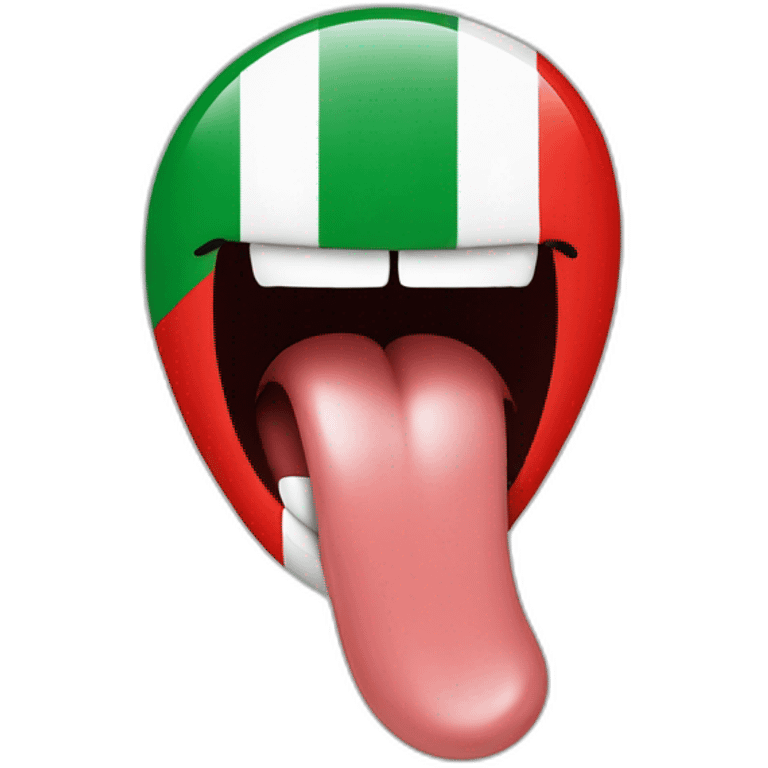 tongue out of mouth in italian flag colours emoji