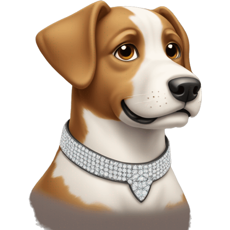 Perro marrón con collar de diamantes emoji