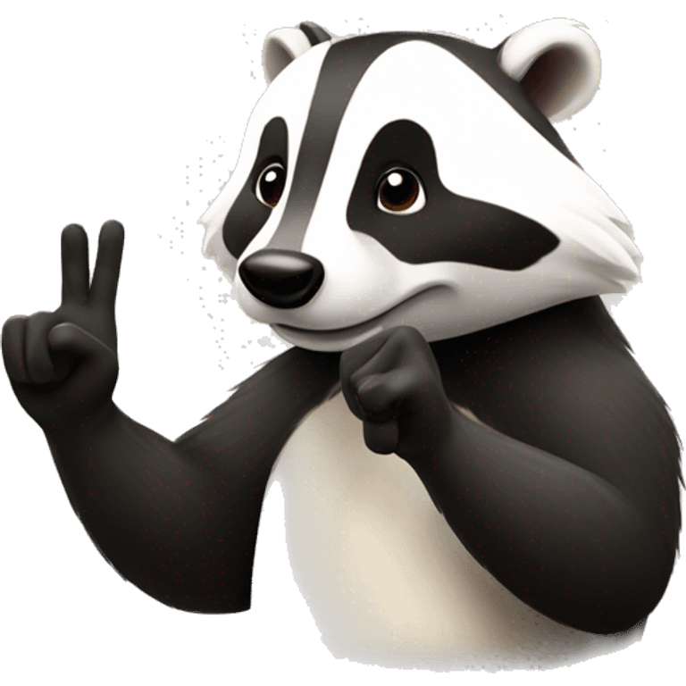 Badger making hand in peacesign emoji