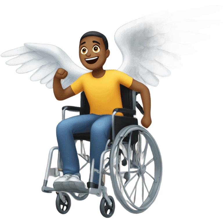 Man in wheelchair flying emoji