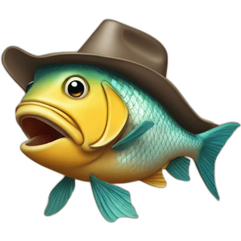 fish with a cowboy hat emoji