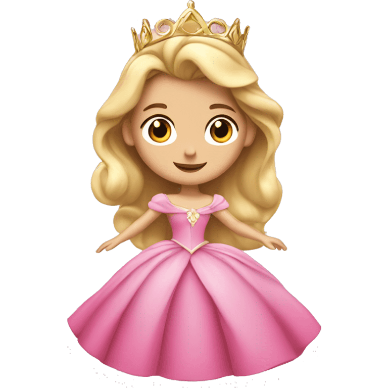 Princess Aurora with gold tiara pink dress   emoji