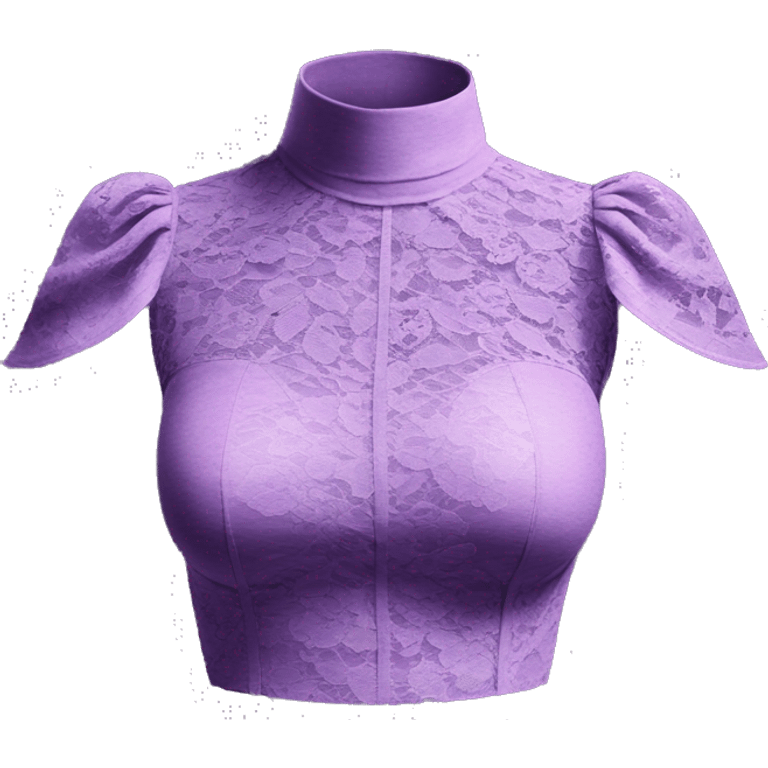 Realistic isolated royal purple high neck shoulder cut out lace blouse. emoji