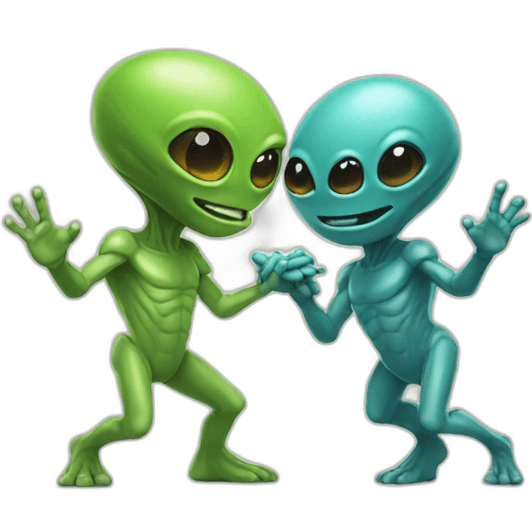 two aliens high fiving emoji