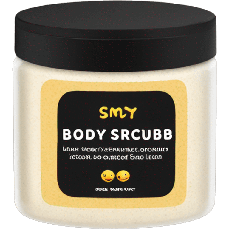 body scrub pot with label emoji