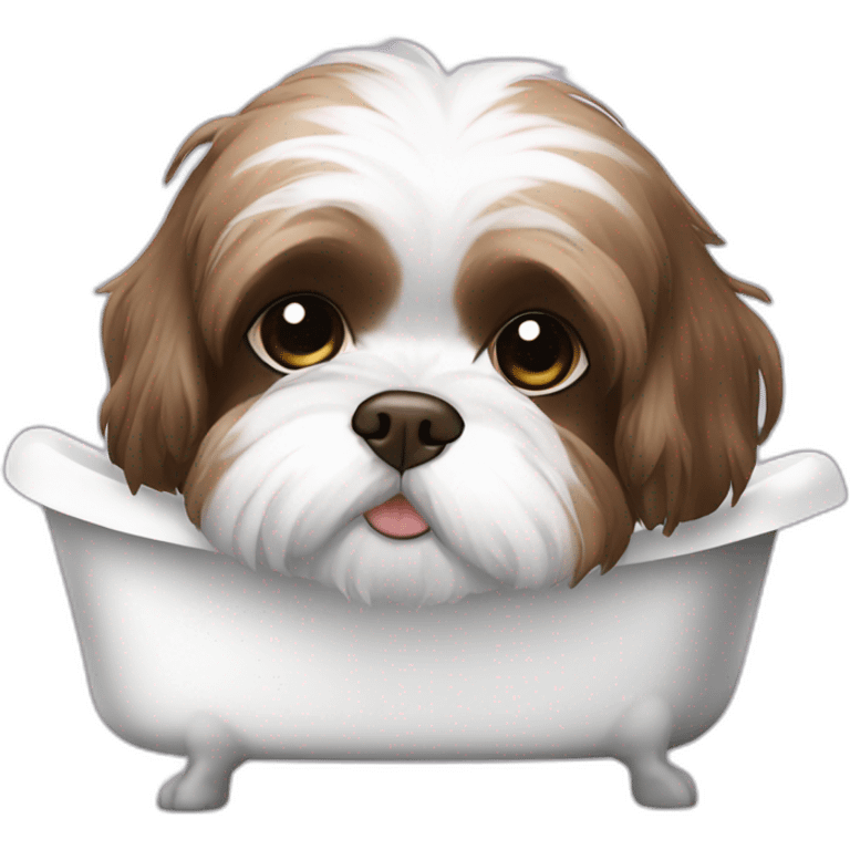 Taking a bath brown and white shih tzu emoji