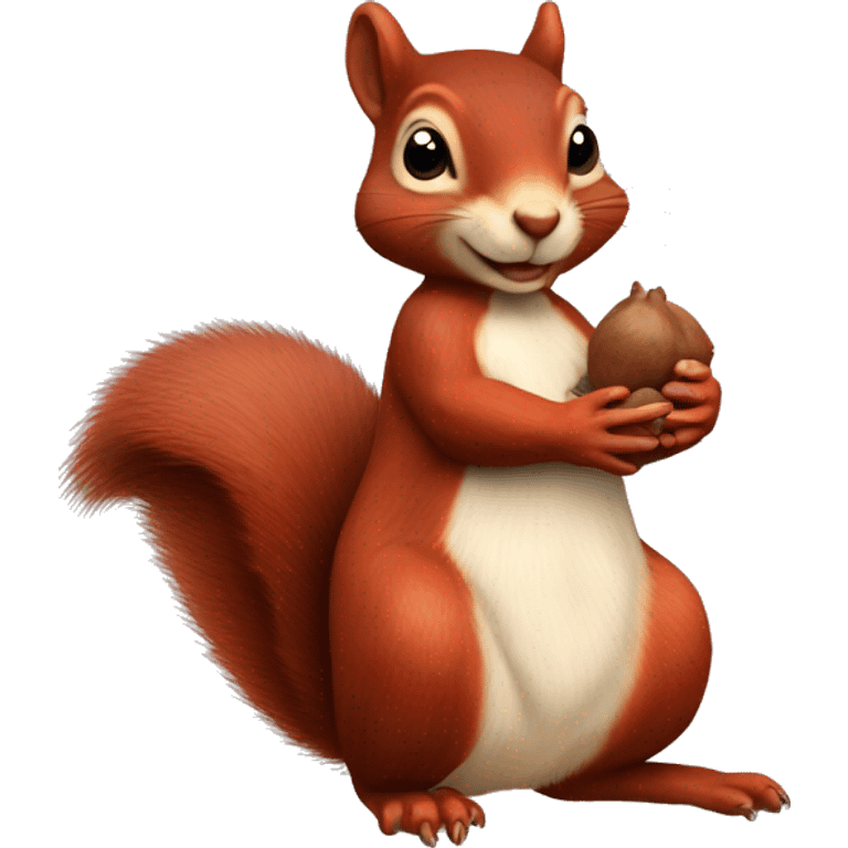  Realistic red Mama squirrel holding hand of child squirrel emoji