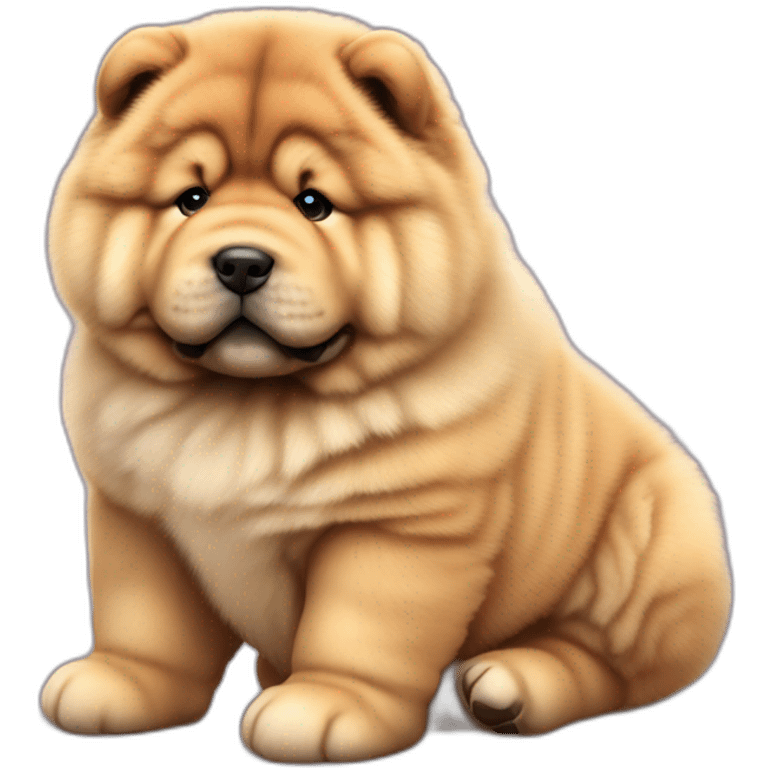 Chow chow pup, young cute,furry shiny dog cute, realistic, young,sitting on floor, beautiful picture, 4k, 16k emoji