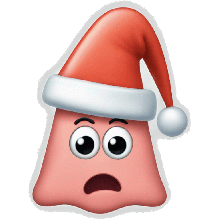 Patrick star with a Christmas hat on emoji