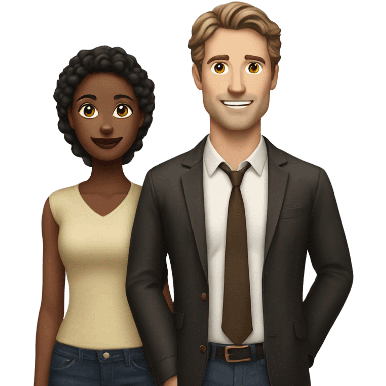 A handsome white man who looks like Joe manganeillo and pretty black woman with long brown hair who is tall in a couple with the man  emoji