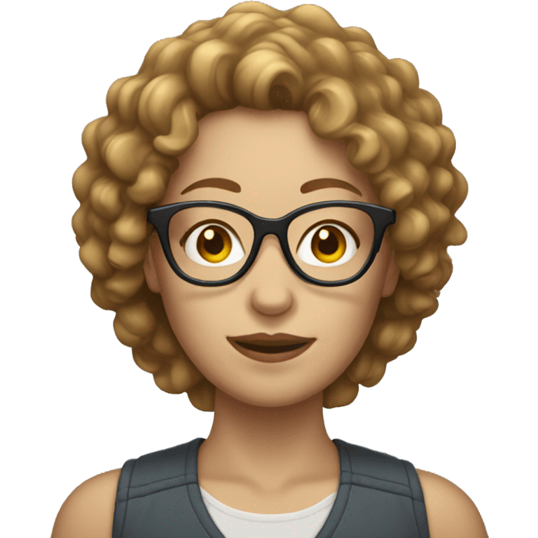 white woman with glasses and light brown curly hair emoji