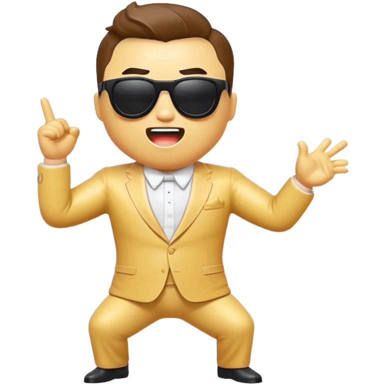 Cinematic Realistic Gangnam Style Pop Culture Emoji, showcasing a playful, iconic portrayal inspired by the hit song rendered with dynamic textures and fun, energetic lighting. emoji