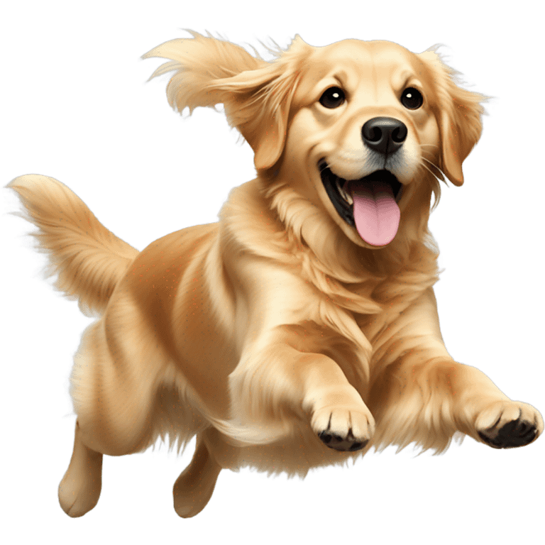 Golden retriever, bouncing on a trampoline emoji