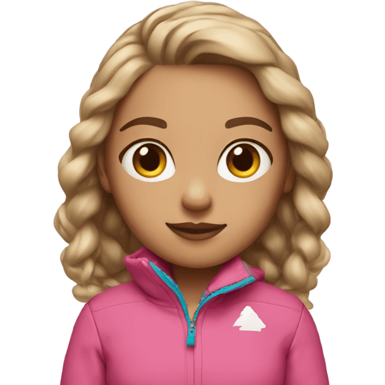 ski girl, light skin, pink jacket, light brown hair emoji