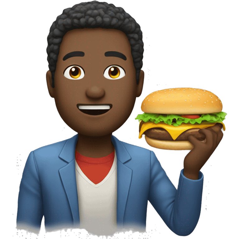 man with yamaka eating cheeseburger emoji